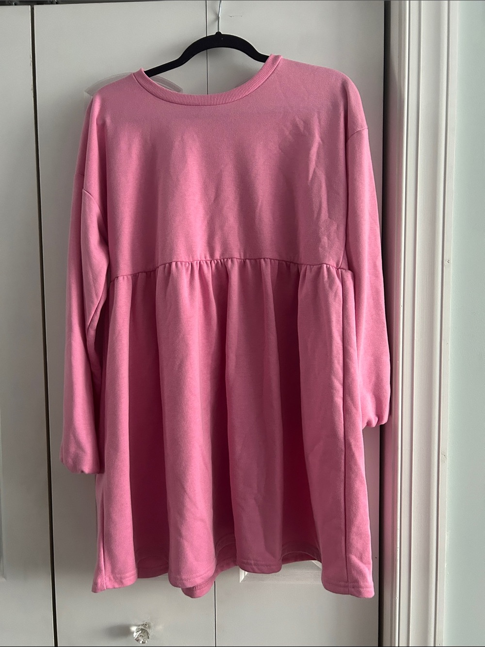 Sweatshirt Baby Doll Mini Dress in Bubble Gum Pink - Medium